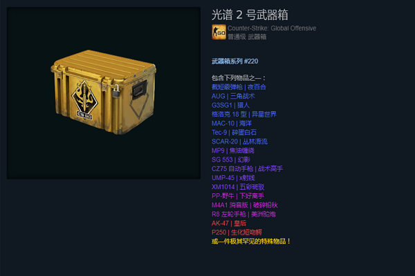 csgo光谱2号武器箱出什么刀，csgo光谱2号武器箱子都有啥？