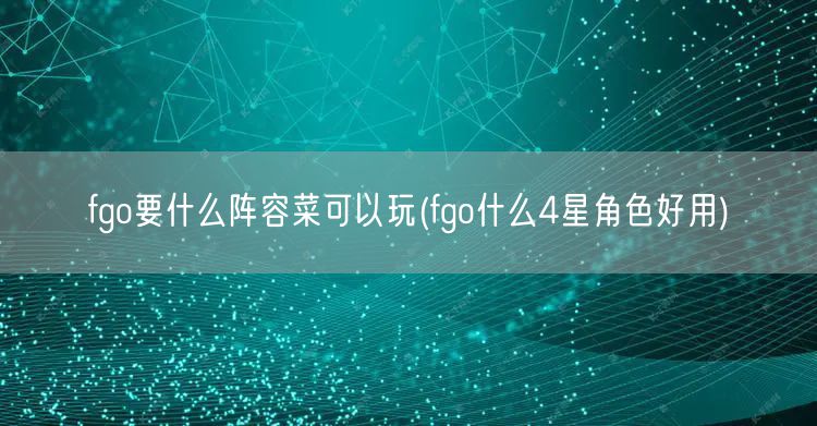 fgo要什么阵容菜可以玩(fgo什么4星角色好用)