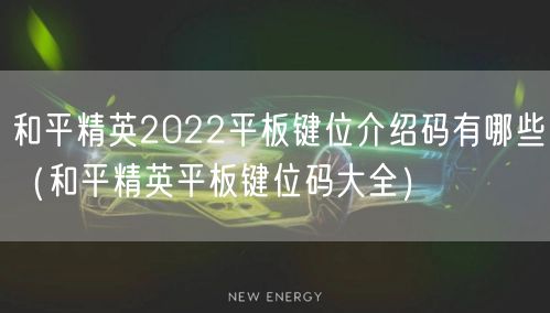 和平精英2022平板键位介绍码有哪些（和平精英平板键位码大全）