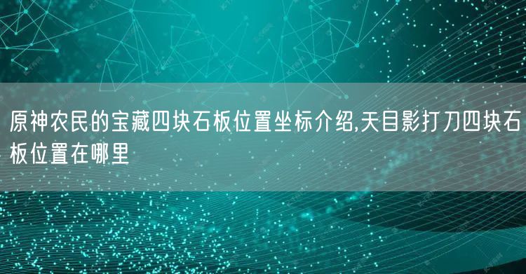 原神农民的宝藏四块石板位置坐标介绍,天目影打刀四块石板位置在哪里