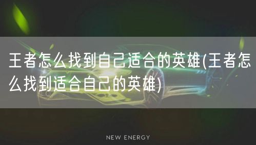 王者怎么找到自己适合的英雄(王者怎么找到适合自己的英雄)