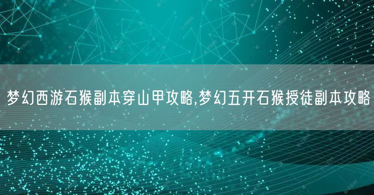 梦幻西游石猴副本穿山甲攻略,梦幻五开石猴授徒副本攻略