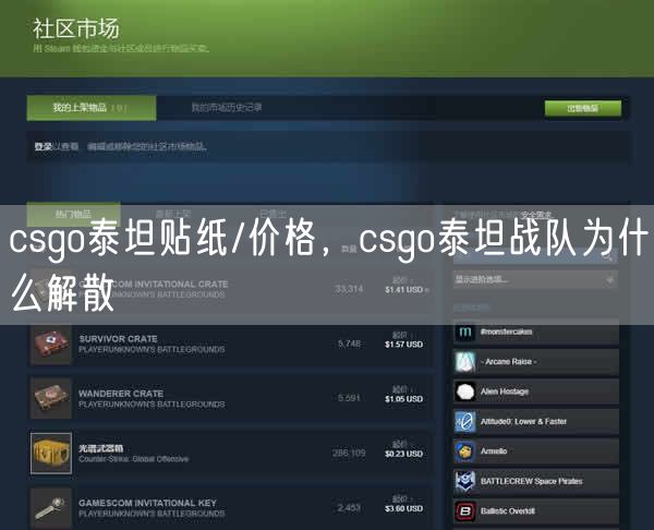 csgo泰坦贴纸/价格，csgo泰坦战队为什么解散