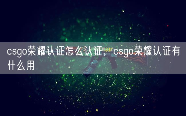 csgo荣耀认证怎么认证，csgo荣耀认证有什么用