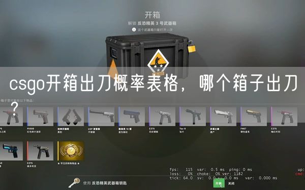 csgo开箱出刀概率表格，哪个箱子出刀？