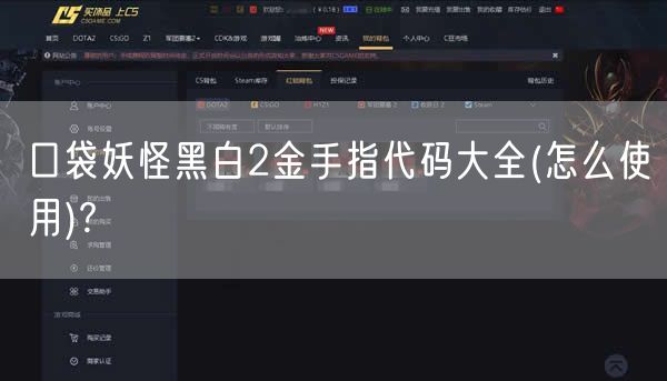 口袋妖怪黑白2金手指代码大全(怎么使用)?