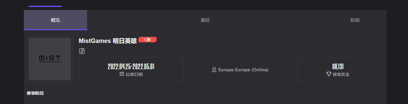  MistGames明日英雄csgo赛程赛事介绍