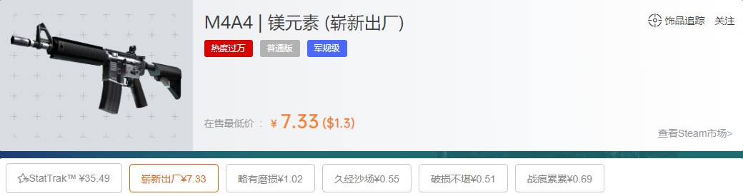 M4A4镁元素多少钱,csgoM4A4镁元素吃磨损吗？