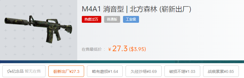 m4a1北方森林多少钱，csgom4a1北方森林吃磨损吗？